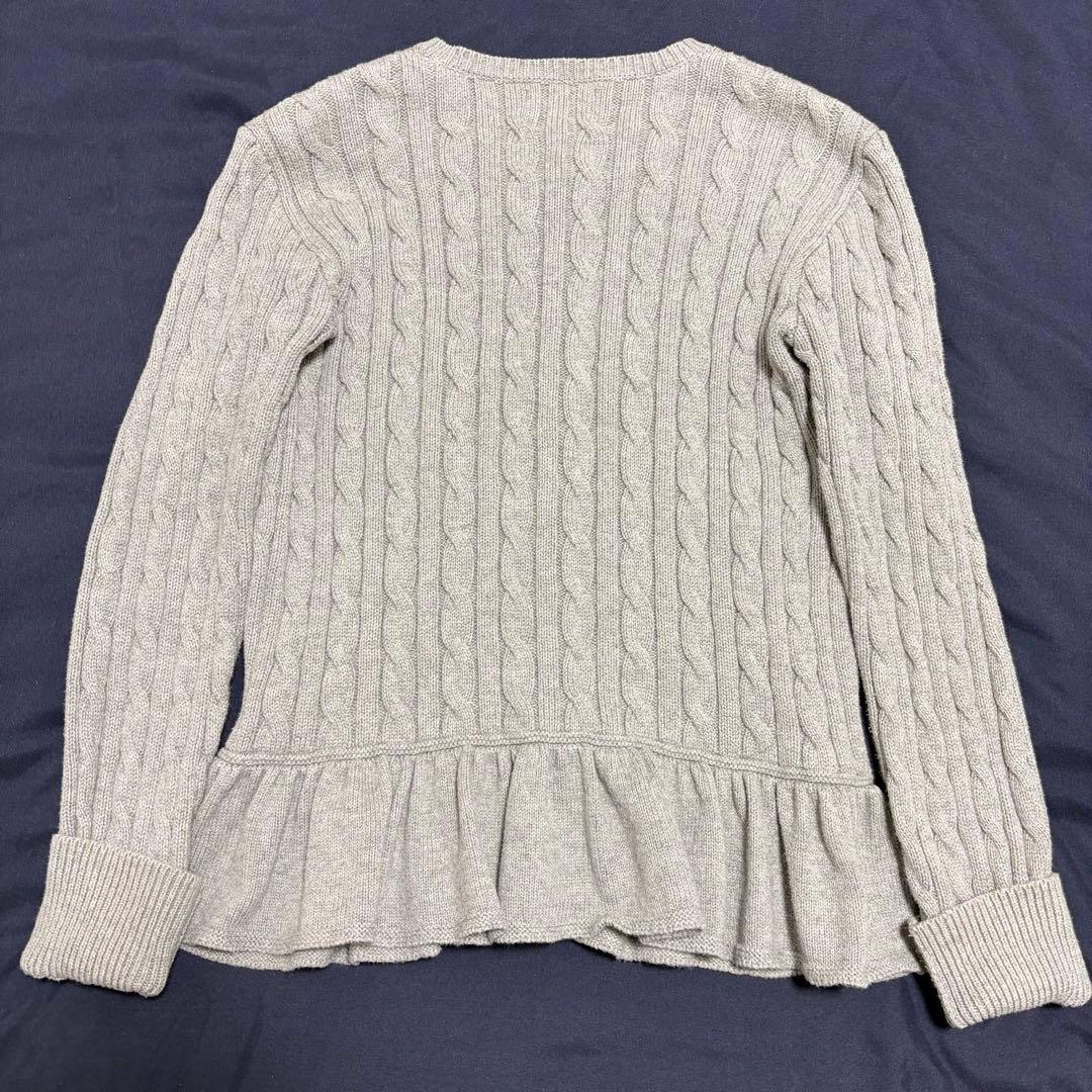 極美品　ラルフローレン　ぺプラム　ケーブルニットカーディガン　グレー　160 M