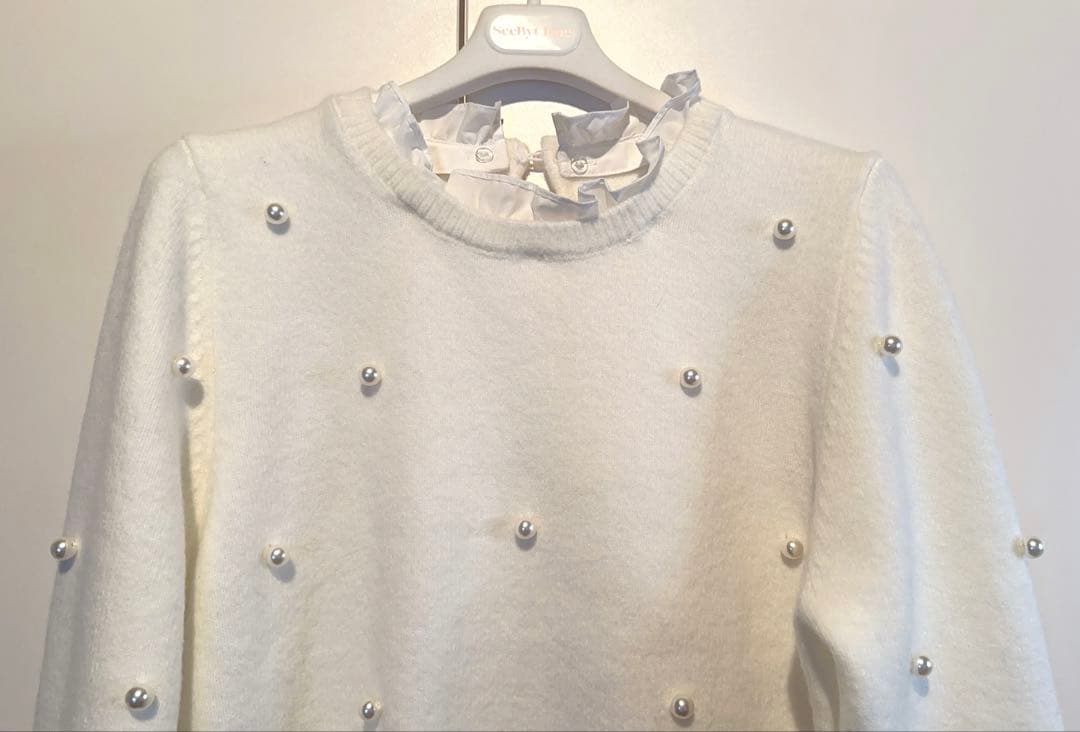 ♥*♡様 ジャスグリッティー パール刺繍プルオーバー ニット ホワイト