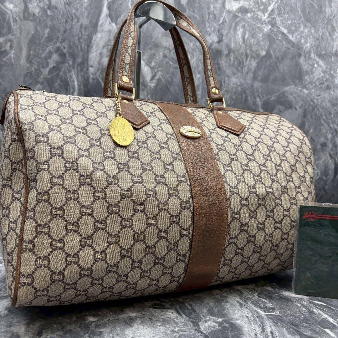 ✨美品✨GUCCI GG ボストンバッグ ブラウン ベージュ レザー 金具 ロゴ