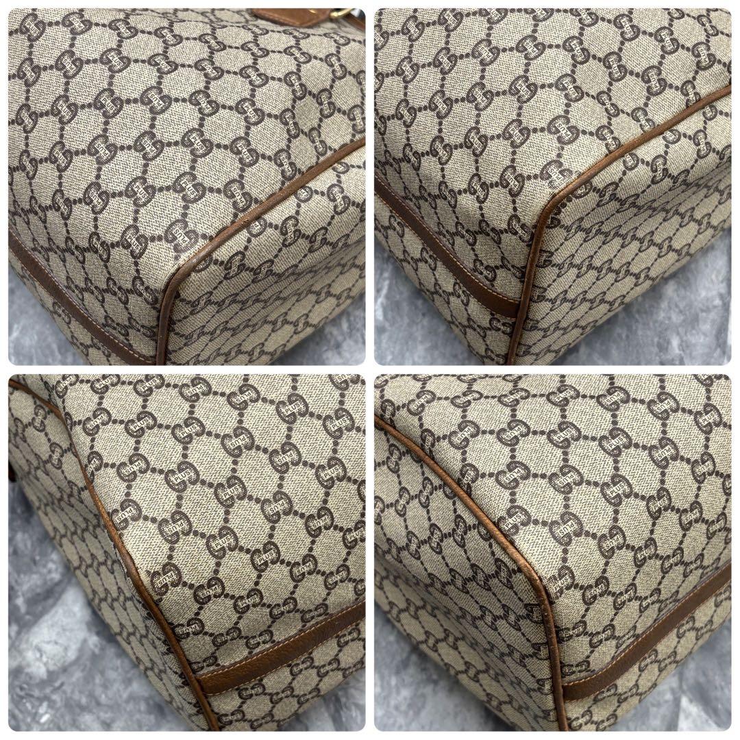 ✨美品✨GUCCI GG ボストンバッグ ブラウン ベージュ レザー 金具 ロゴ