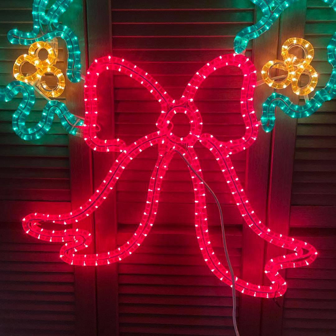 超特大クリスマスリース LEDライトリボンイルミネーション