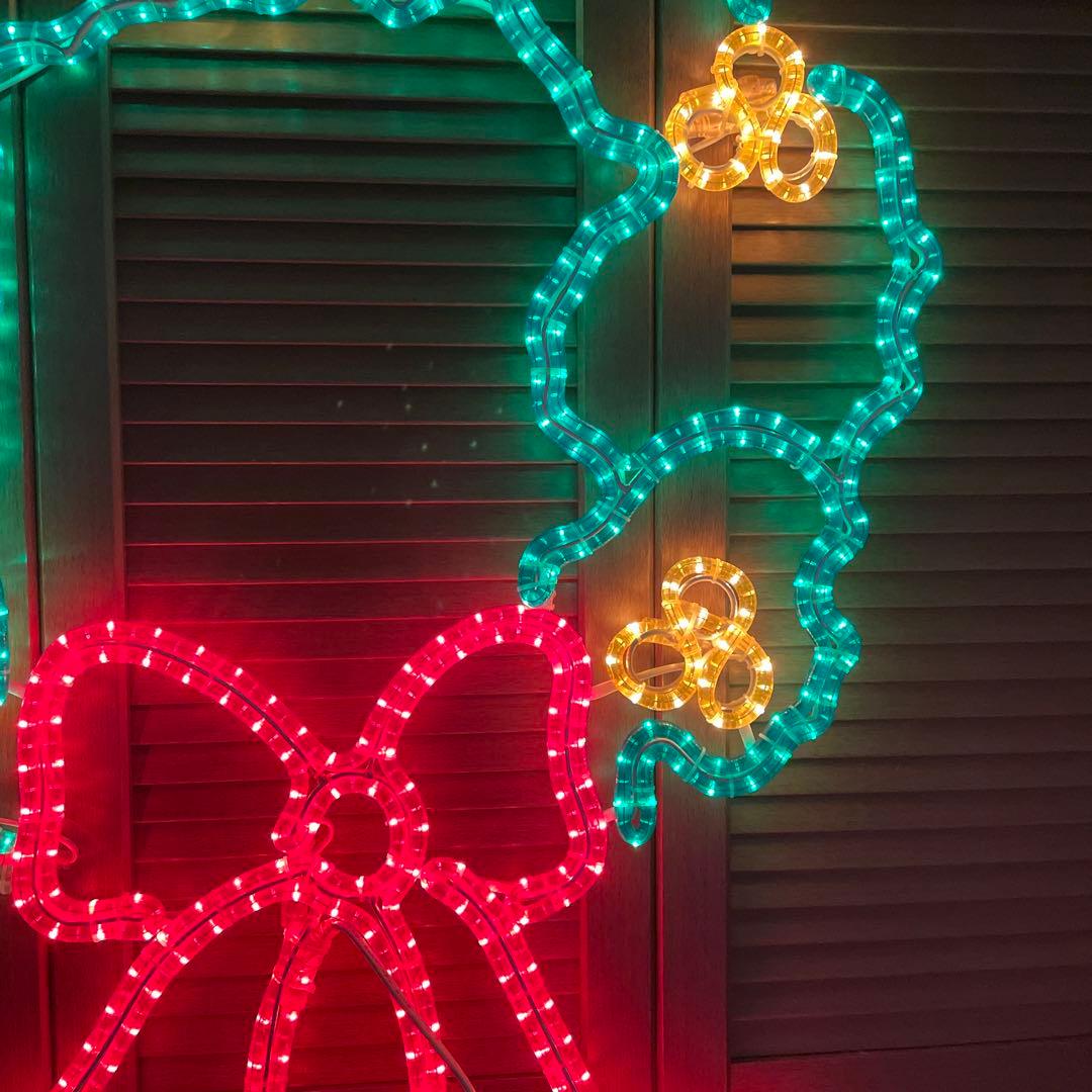 超特大クリスマスリース LEDライトリボンイルミネーション