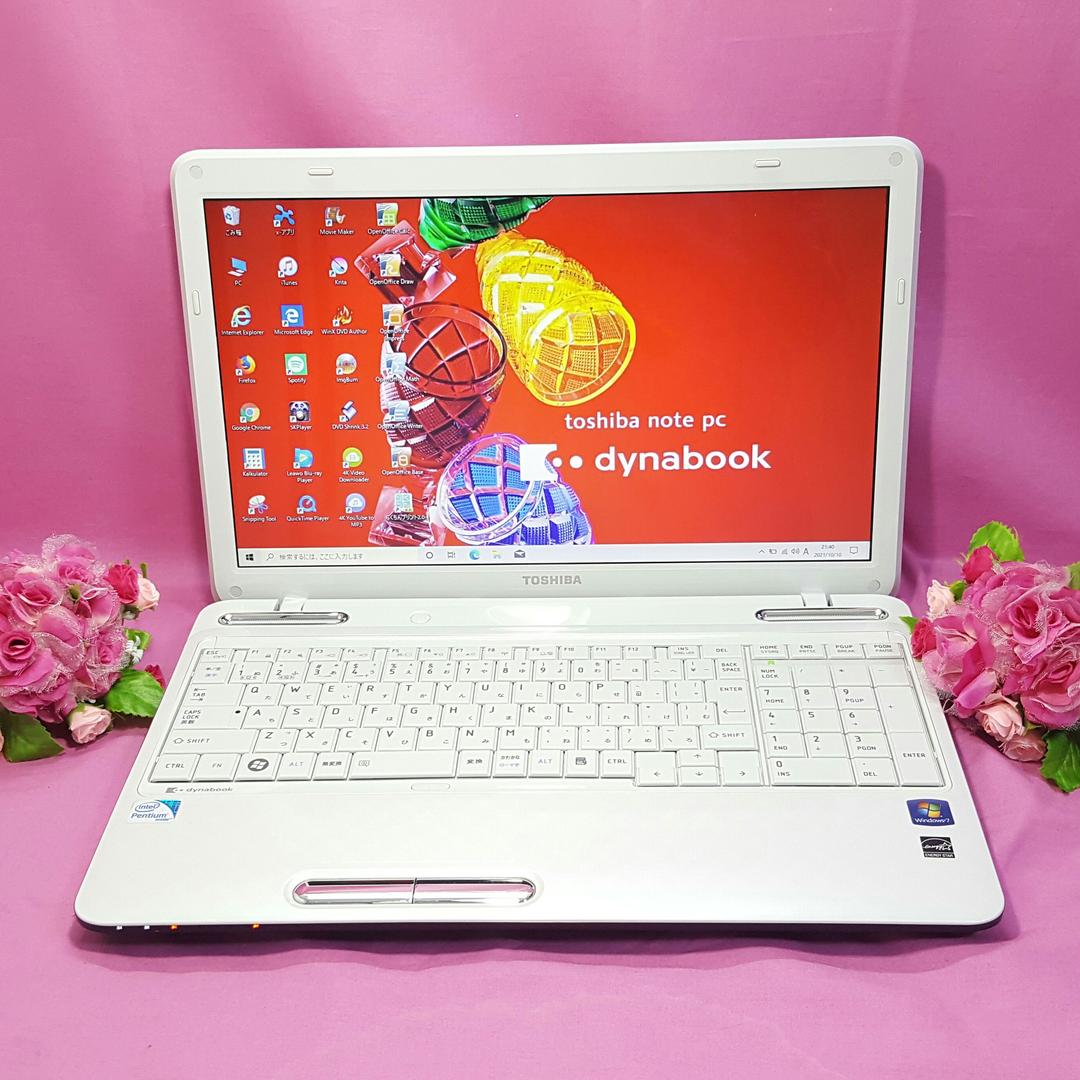 ホワイト✱Dynabook✱Win10✱大容量✱メモリ4G✱オフィス✱テンキ付♪
