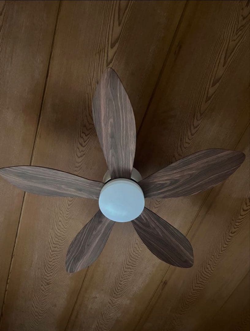 VENTOTAシーリングファンライト リモコン付 ブラウンウッド 5枚羽根