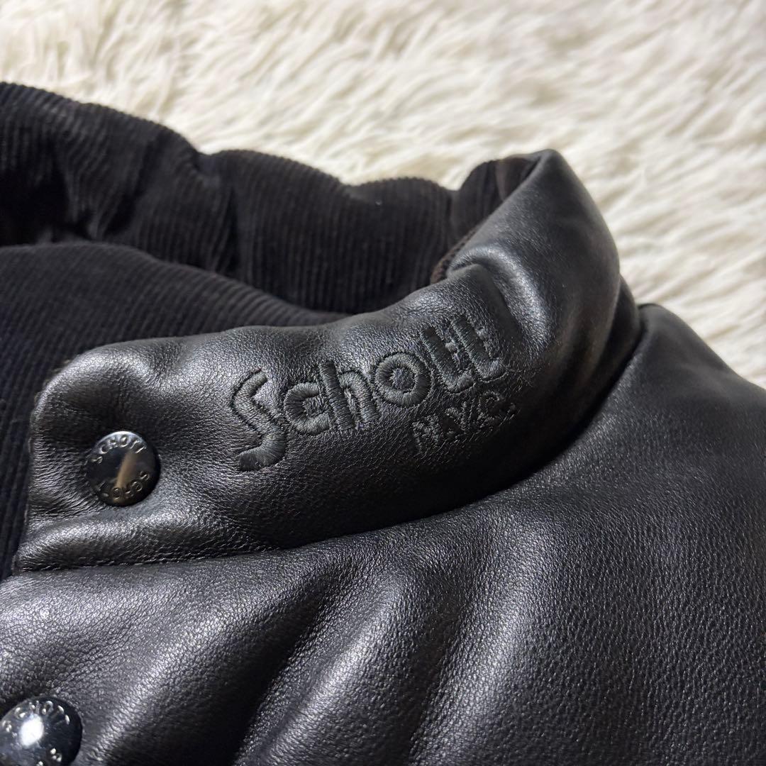 美品/希少モデル■schott レザー ダウンベスト　リバーシブル　羊革　黒　L