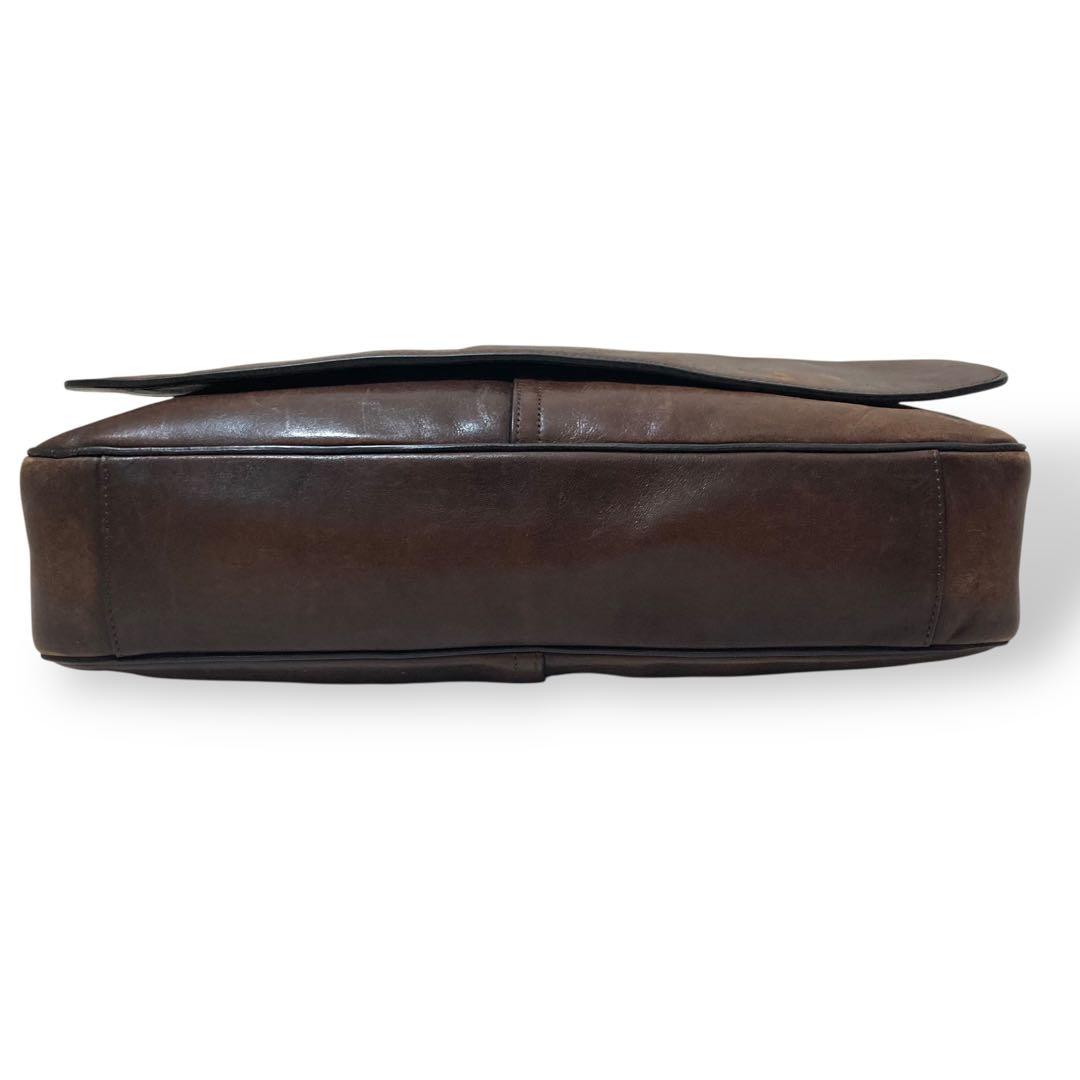 【ヴィンテージ】コーチ　メッセンジャーバッグ　ブラウン　ロゴ型押し　オールレザー