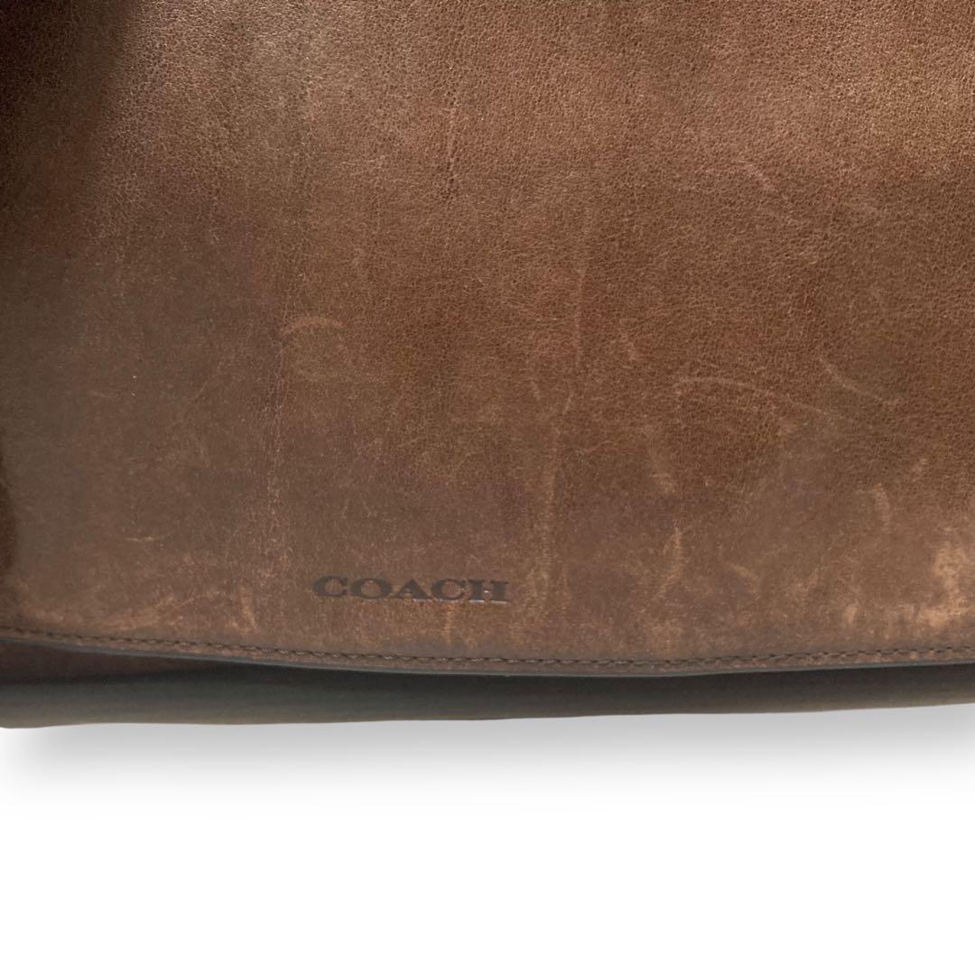 【ヴィンテージ】コーチ　メッセンジャーバッグ　ブラウン　ロゴ型押し　オールレザー