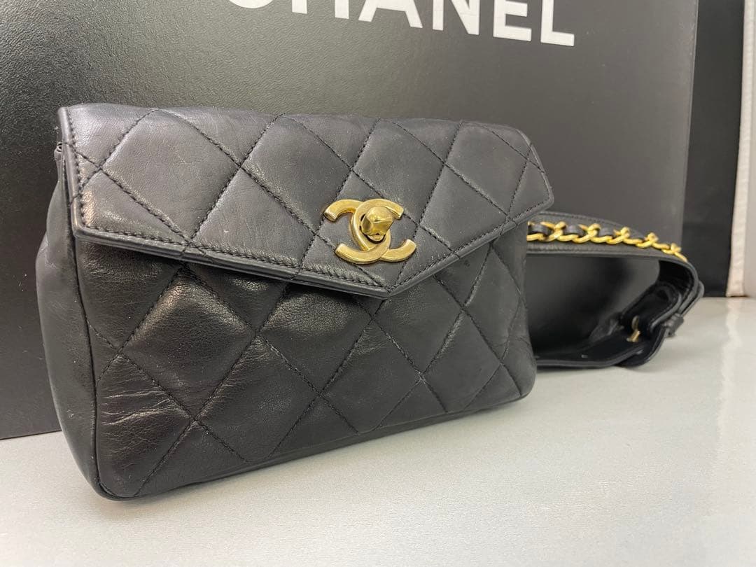※美品※ CHANEL シャネル　マトラッセ　ウエストポーチ　ラムスキン　黒