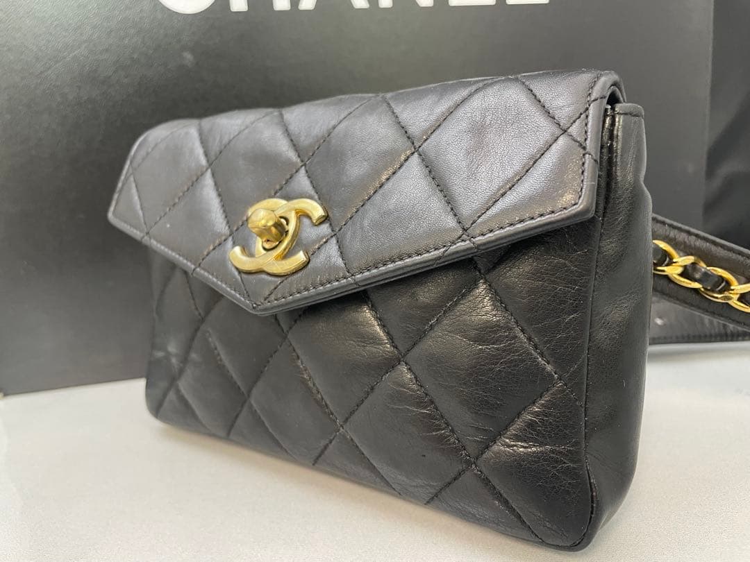 ※美品※ CHANEL シャネル　マトラッセ　ウエストポーチ　ラムスキン　黒