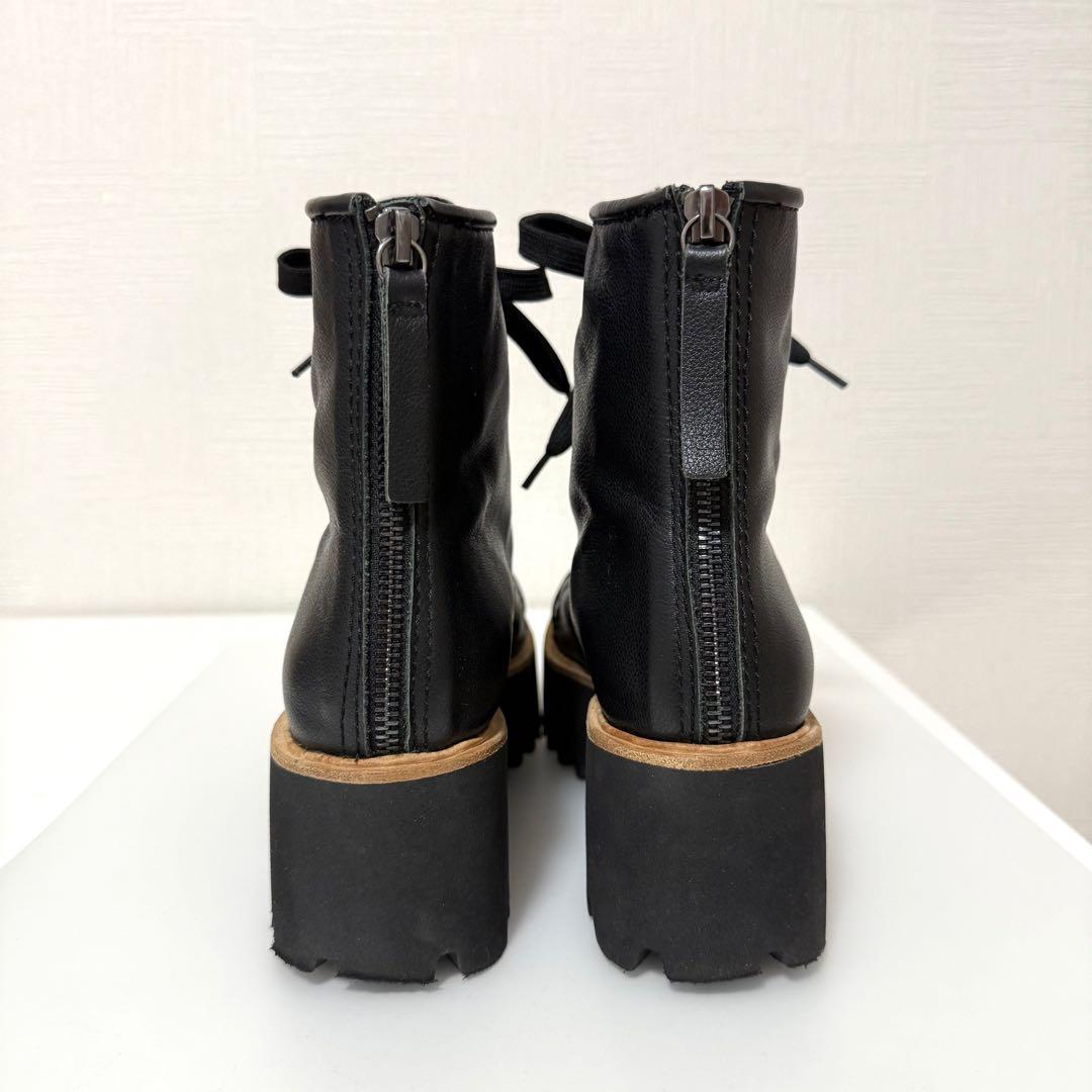 【美品】ヤマダヤ ALL BLACK×nouer ソフトレザーレースアップブーツ