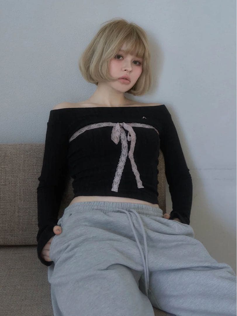 トップス andmary Della ribbon tops