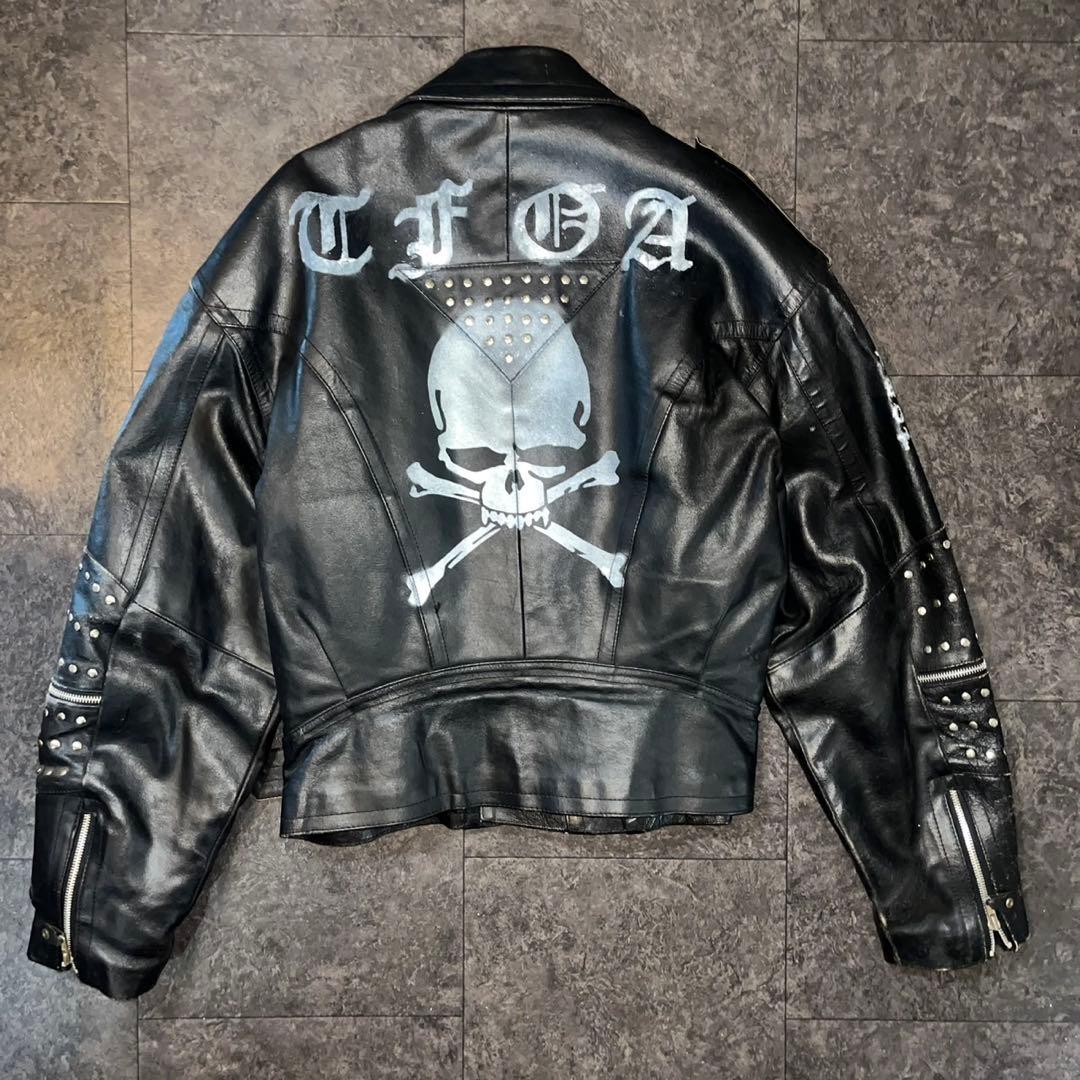 TFOA系 スカル 刺繍 スタッズ レザーライダース 兄系 v系