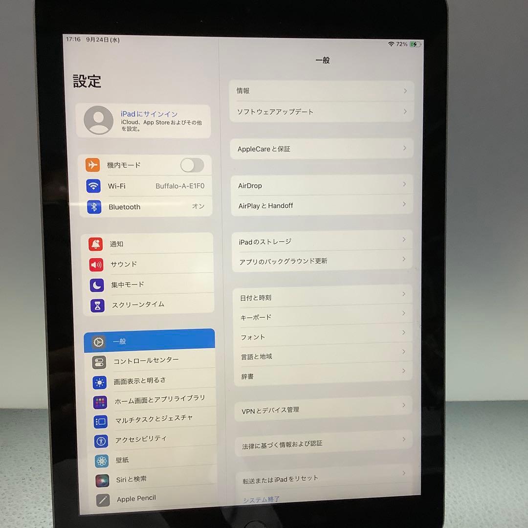 iPad 第6世代32G wifi Gray バッテリー新品100%美品
