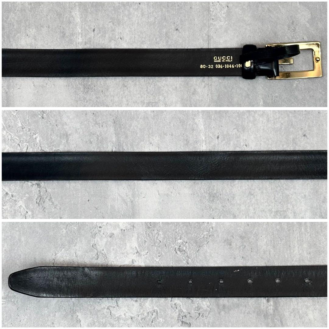 【極美品✨】 GUCCI ベルト レザー ブラック ゴールドバックル 男女兼用