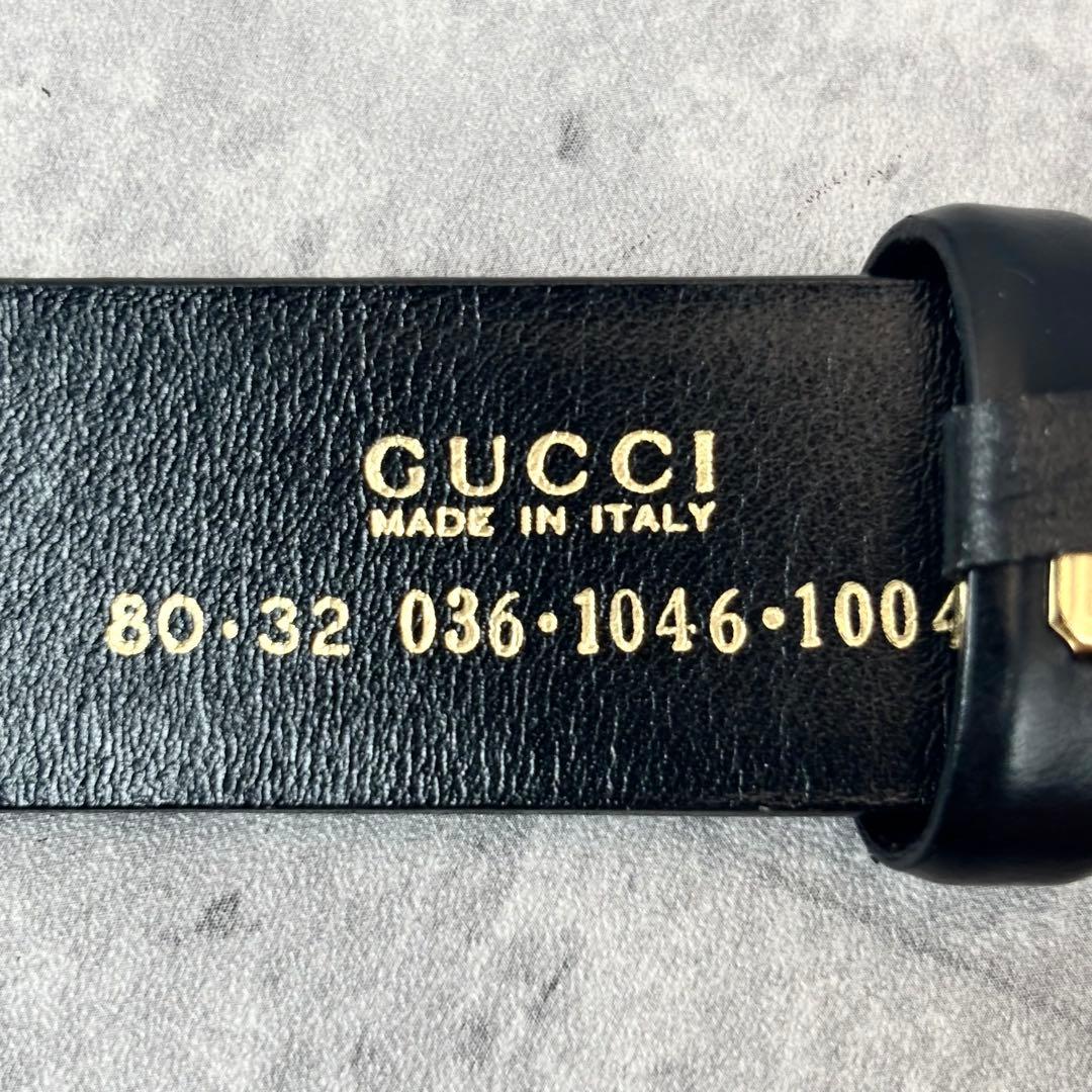 【極美品✨】 GUCCI ベルト レザー ブラック ゴールドバックル 男女兼用