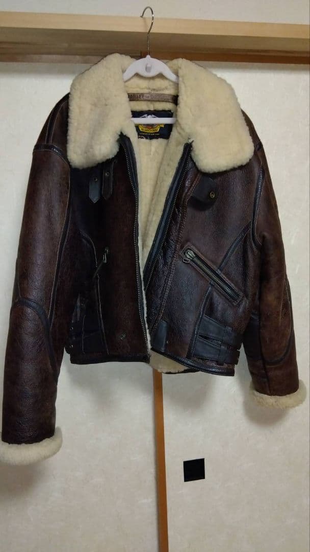 【Hurley Davidson】ムートンボア　レザージャケット　ブラウンL