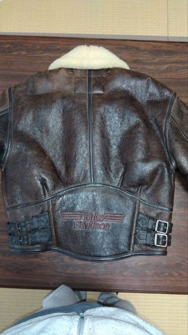 【Hurley Davidson】ムートンボア　レザージャケット　ブラウンL