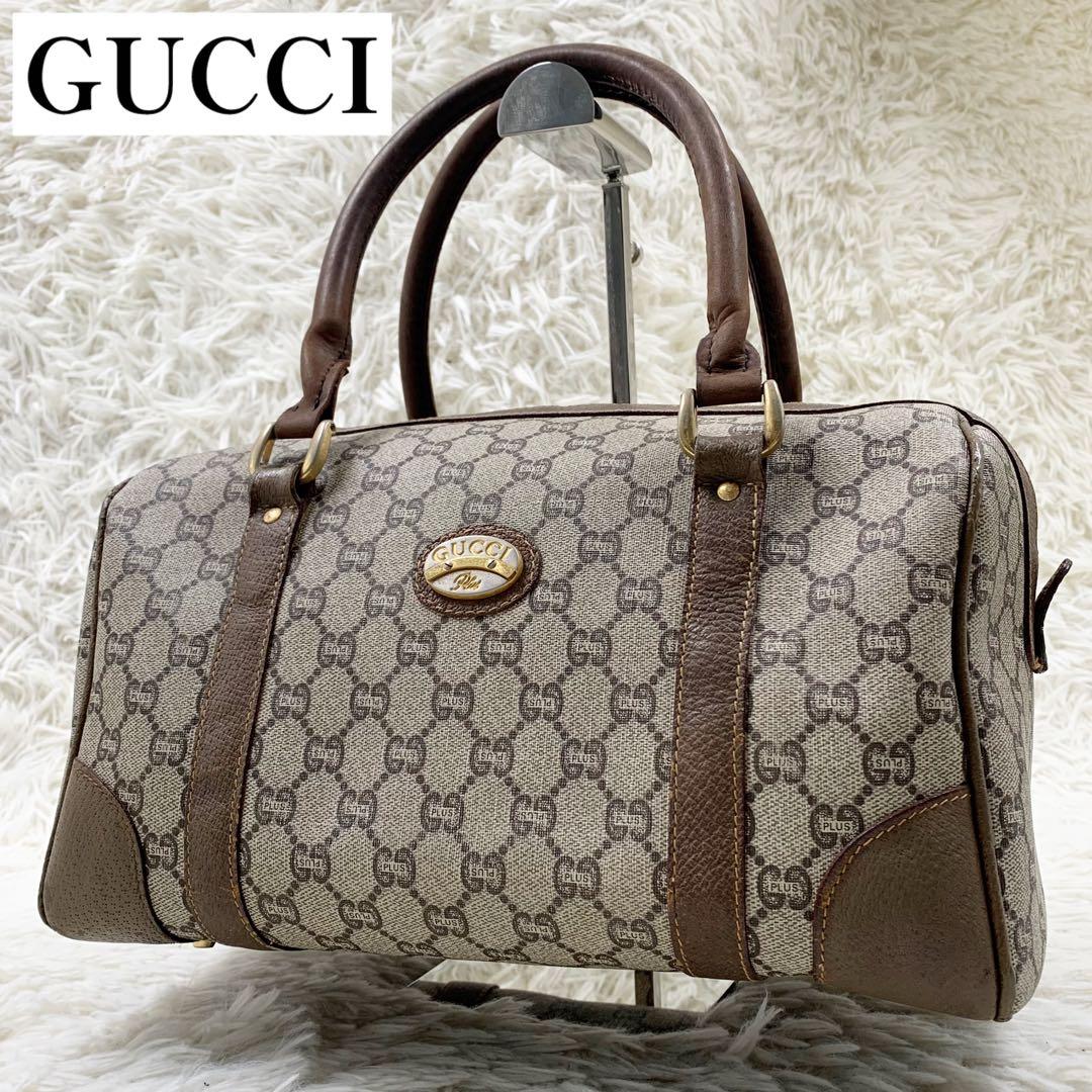 【✨美品✨】オールドグッチ ミニボストンバッグ GGプラス ブラウン