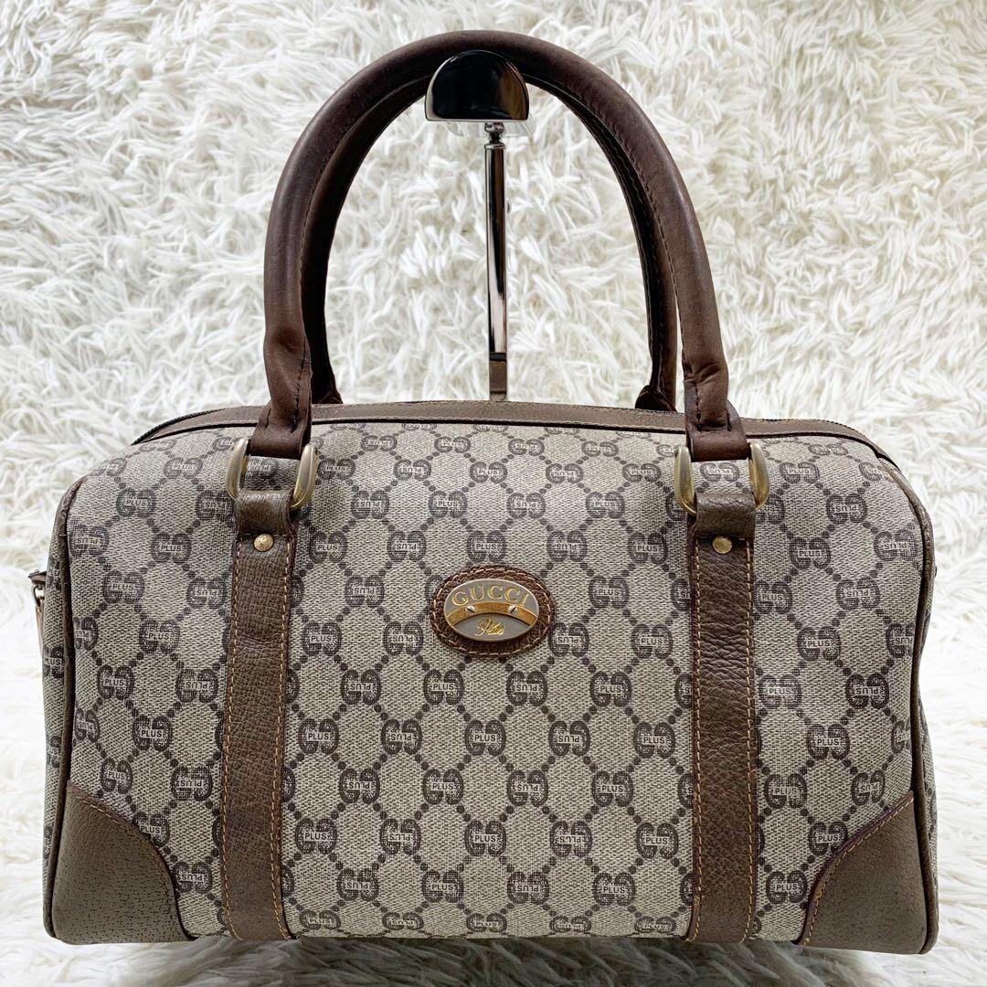 【✨美品✨】オールドグッチ ミニボストンバッグ GGプラス ブラウン