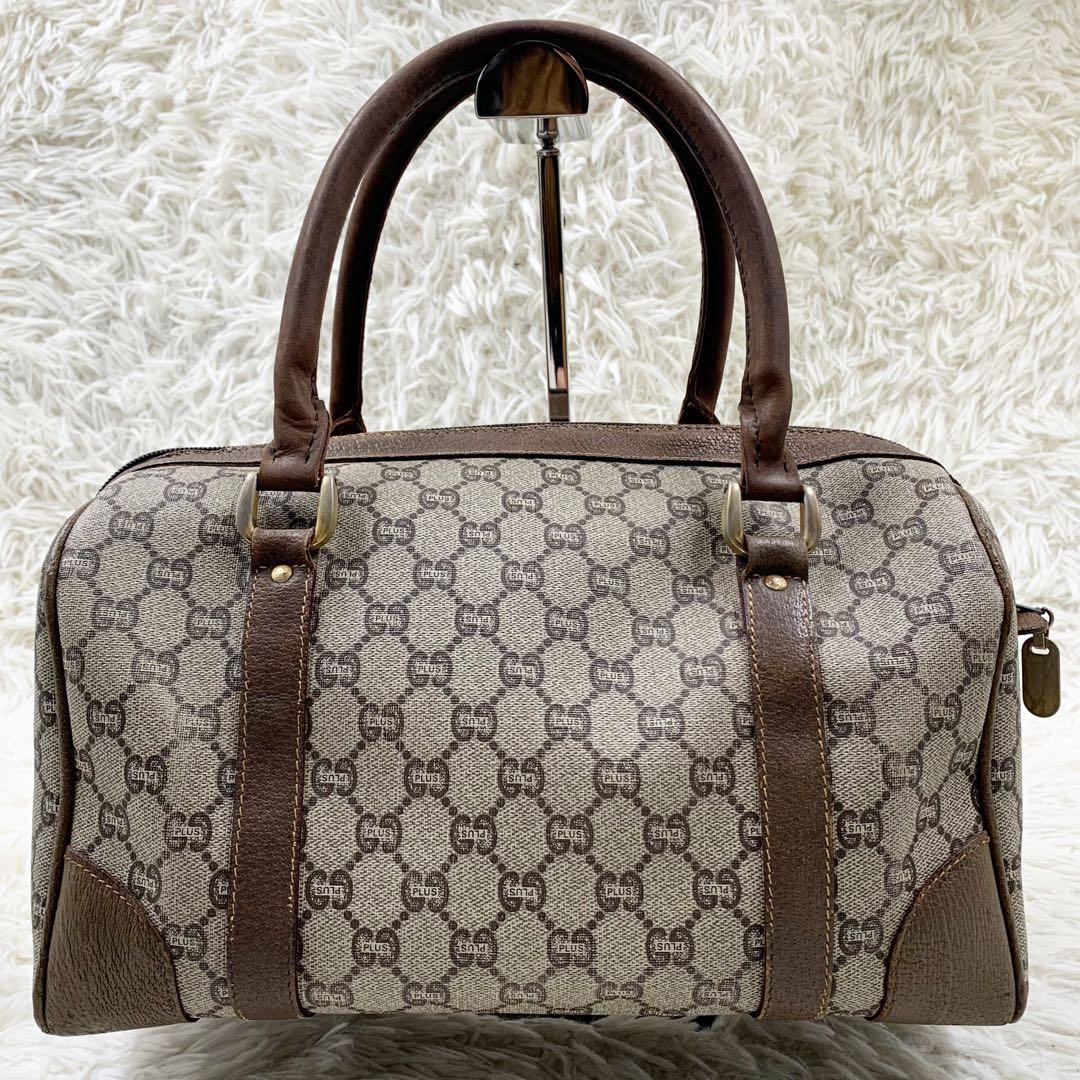 【✨美品✨】オールドグッチ ミニボストンバッグ GGプラス ブラウン