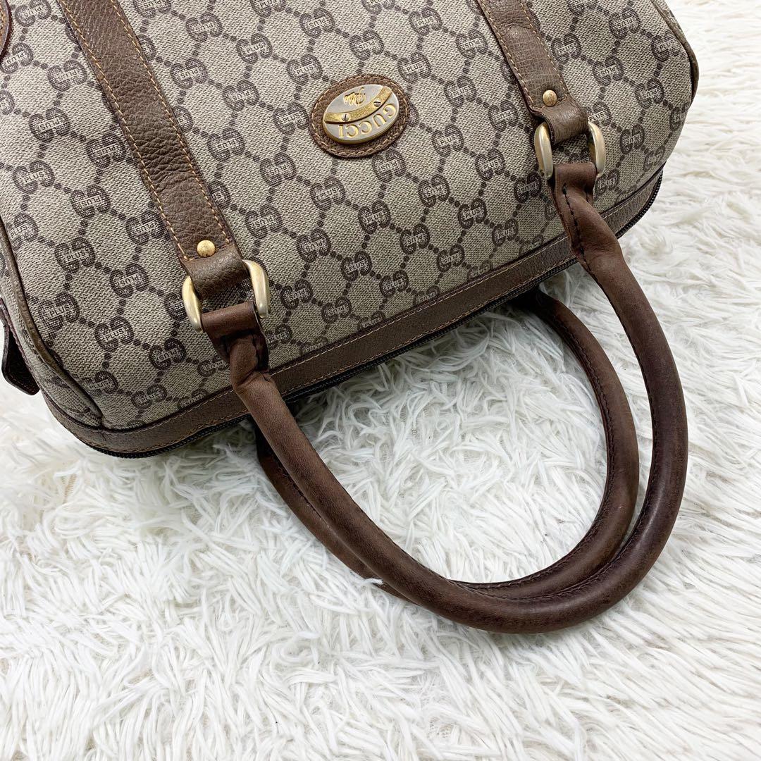 【✨美品✨】オールドグッチ ミニボストンバッグ GGプラス ブラウン