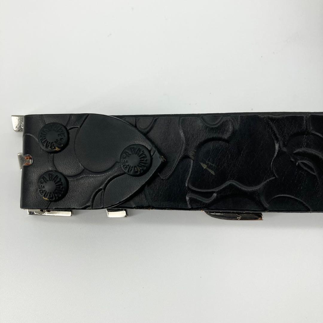 美品 BAPE ベルト 型押し STAカモフラ デカロゴ サル 猿 NIGO