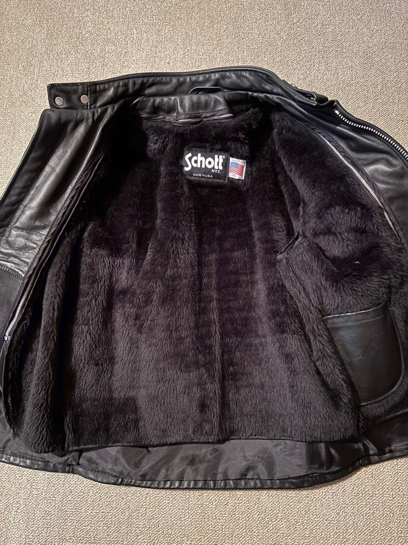 Schott ブラック シングルライダースジャケット