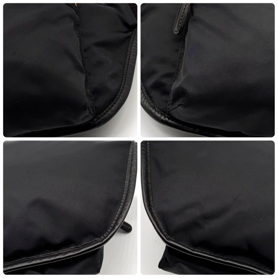 【美品】フェリージ 427 ボディバッグ ナイロン レザー ブラック