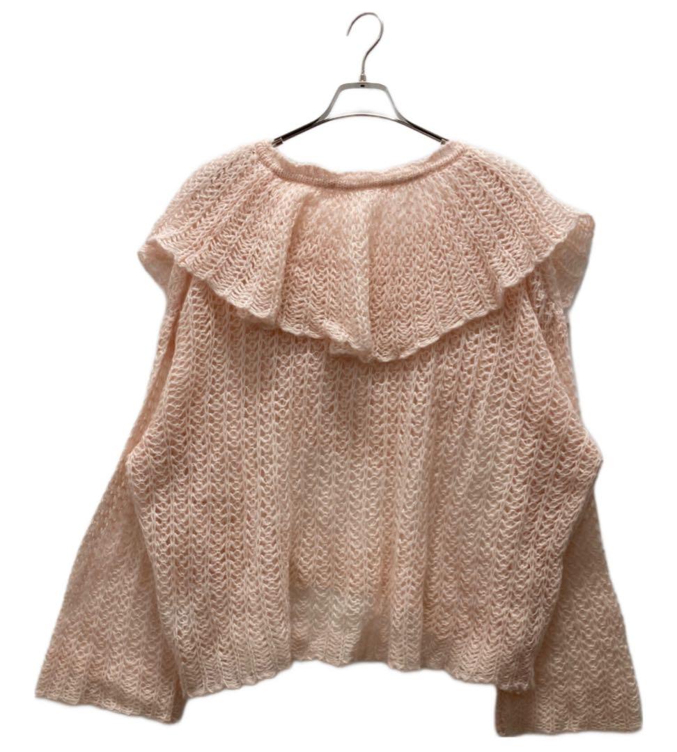 【極美品】HONEY MI HONEY フリルカラークロシェニット　ピンク
