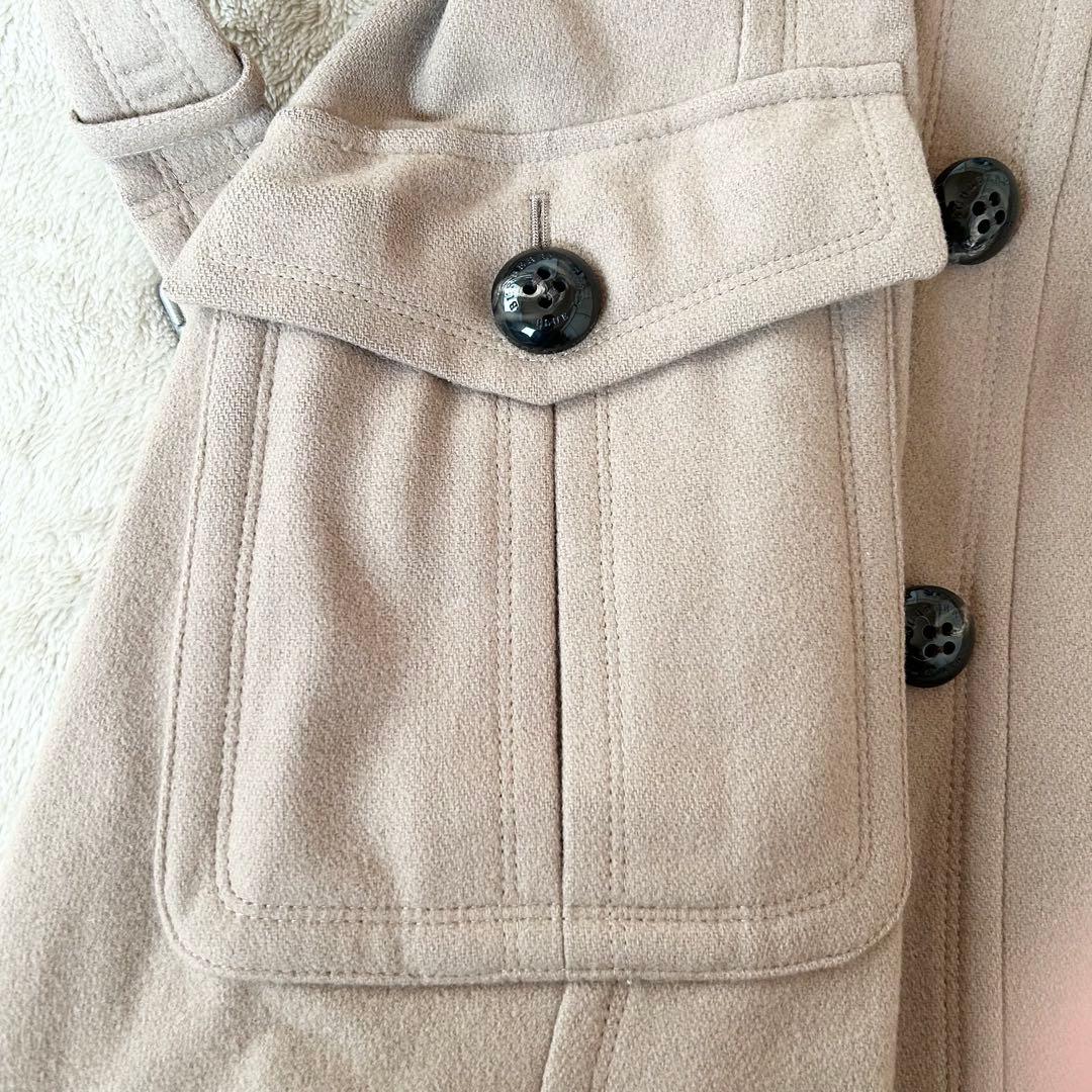 【極美品】バーバリーブルーレーベル ノバチェック ファーコート 38 ベージュ