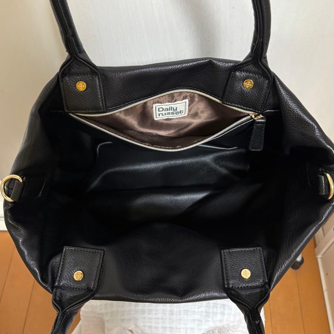【美品】Daily russet トートバッグ リバーシブル デニム ブラック黒