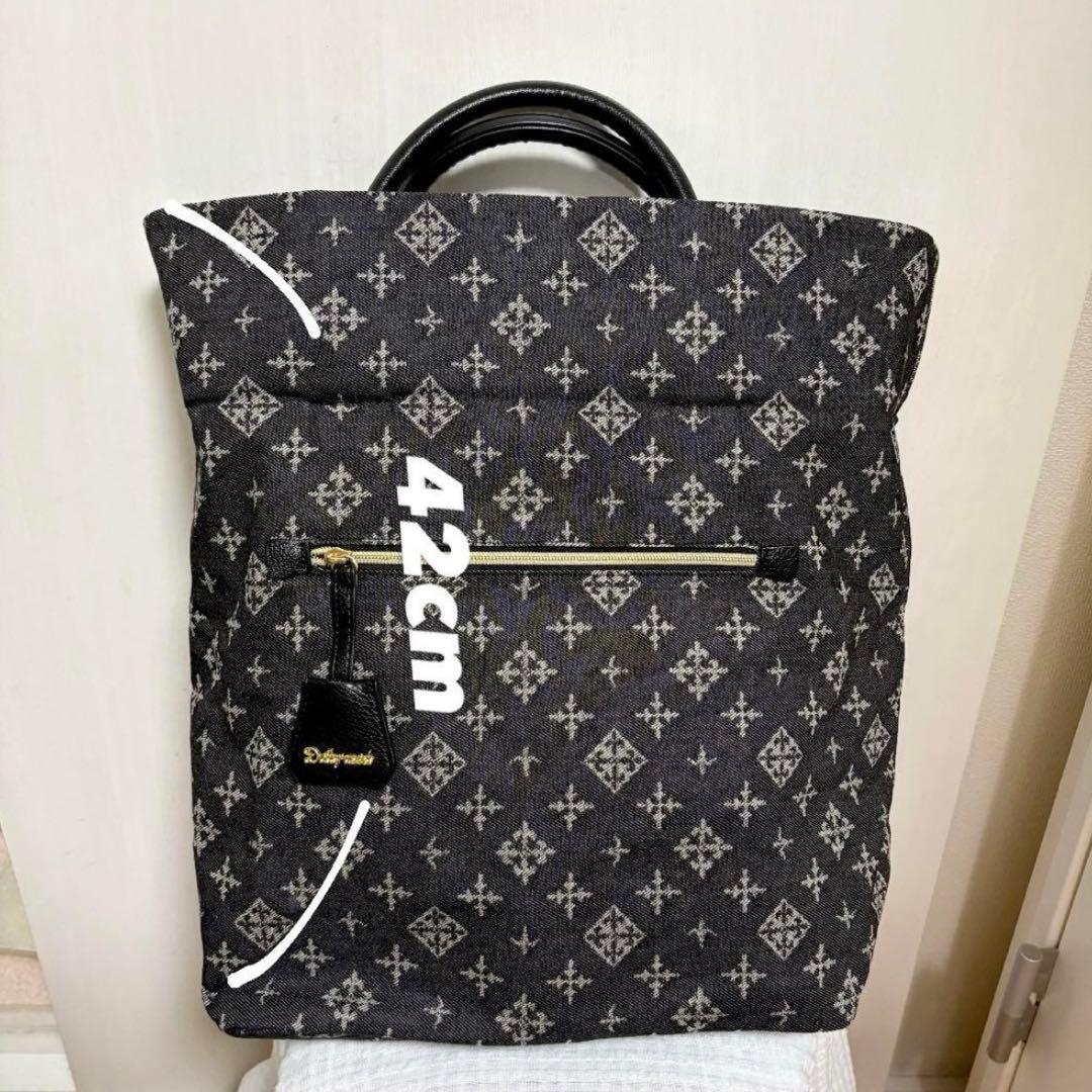 【美品】Daily russet トートバッグ リバーシブル デニム ブラック黒