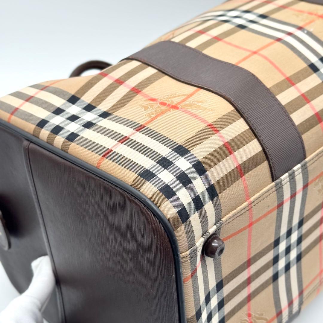 極美品 バーバリー ボストンバッグ カデナ ノバチェック シャドーホース 大容量