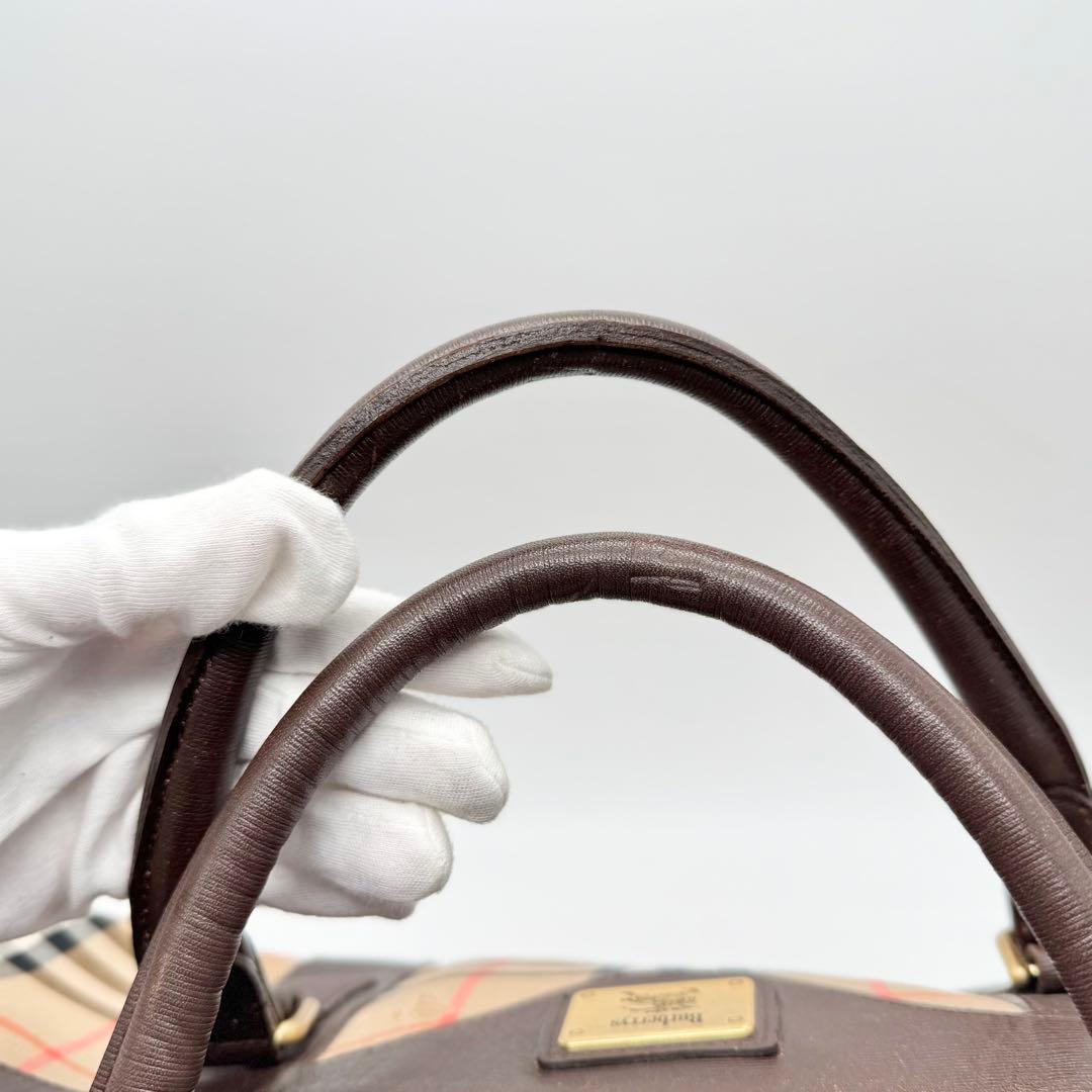 極美品 バーバリー ボストンバッグ カデナ ノバチェック シャドーホース 大容量