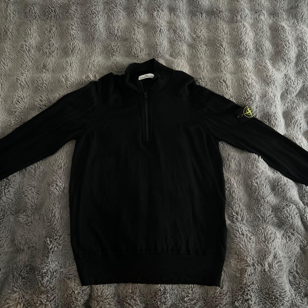 Stone  ブラック ハーフジップ ニットセーター XL