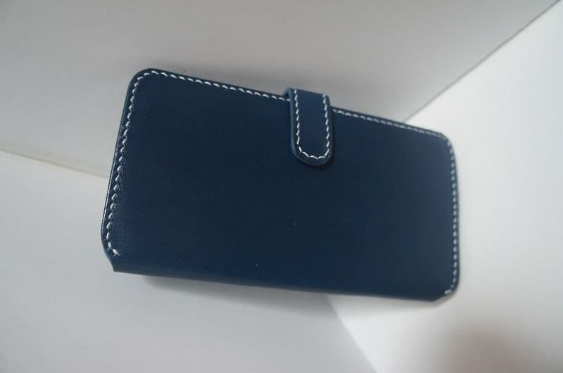 iPhone11 PRO MAX用国産サドルレザーのケース【ブルー】