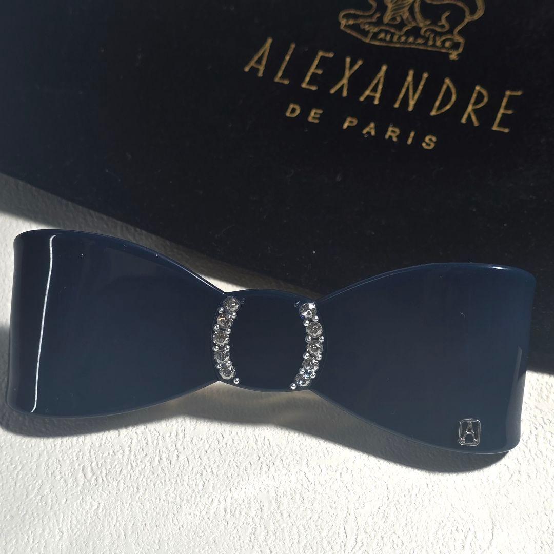 【美品✨】アレクサンドル ドゥ パリ バレッタ　ブルー　キラキラリボン