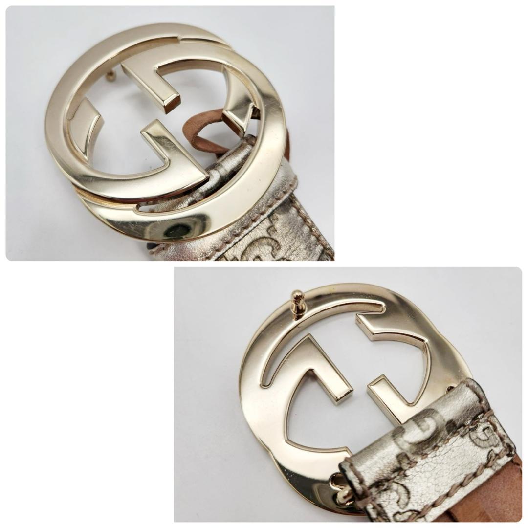 グッチ ベルト W80cm シマレザー インターロッキング メンズ レディース