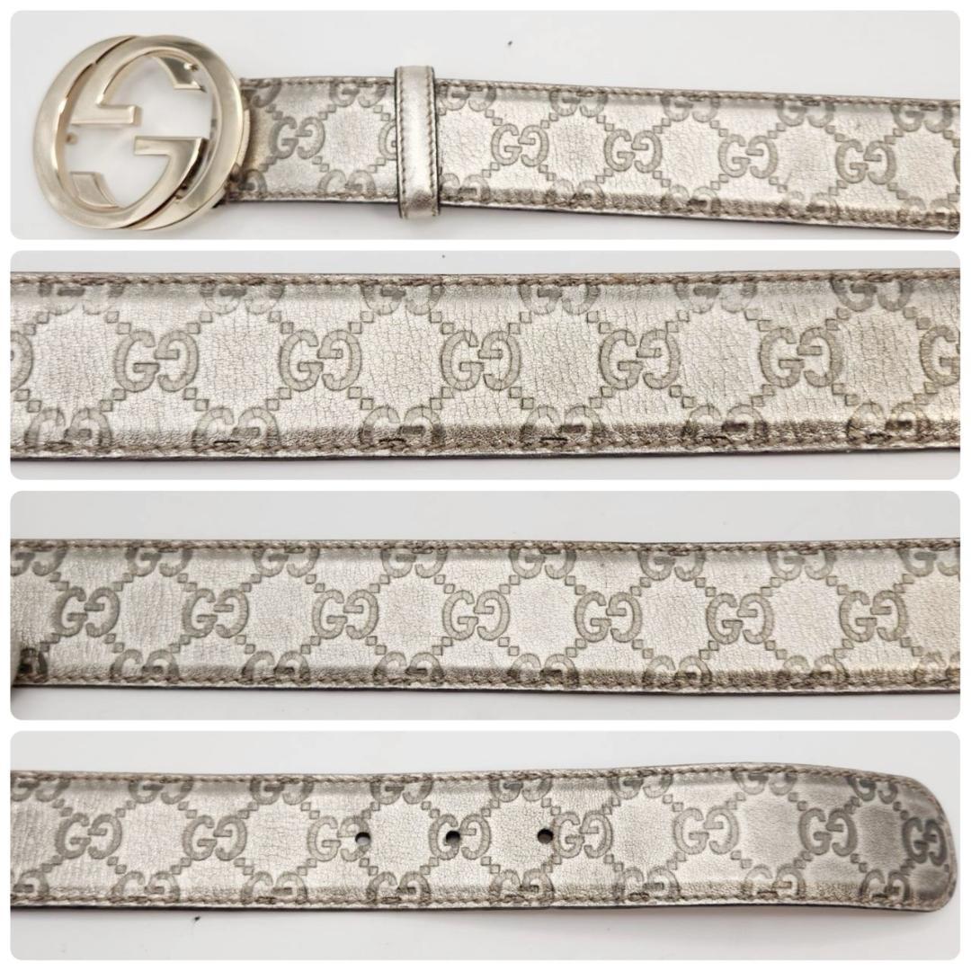 グッチ ベルト W80cm シマレザー インターロッキング メンズ レディース