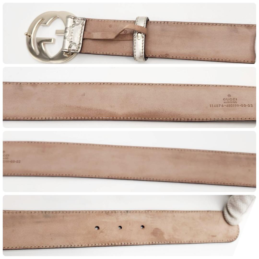 グッチ ベルト W80cm シマレザー インターロッキング メンズ レディース