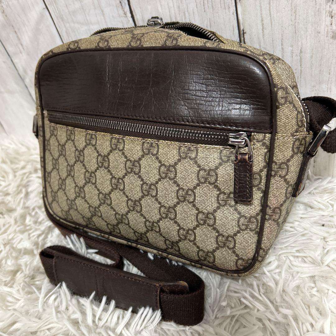 訳あり　GUCCI GGスプリーム　レザー　ショルダーバッグ　ロゴ