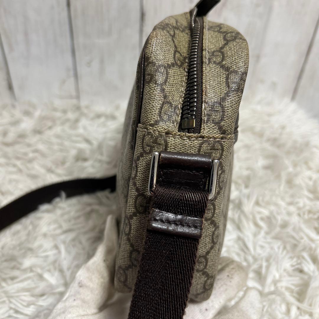 訳あり　GUCCI GGスプリーム　レザー　ショルダーバッグ　ロゴ