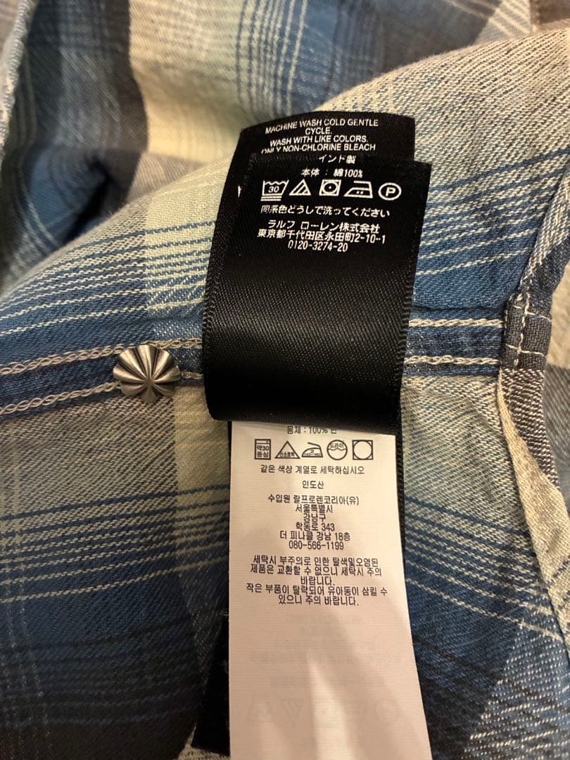 希少 美品 RRL オンブレチェック ウエスタンシャツ コンチョボタン XS