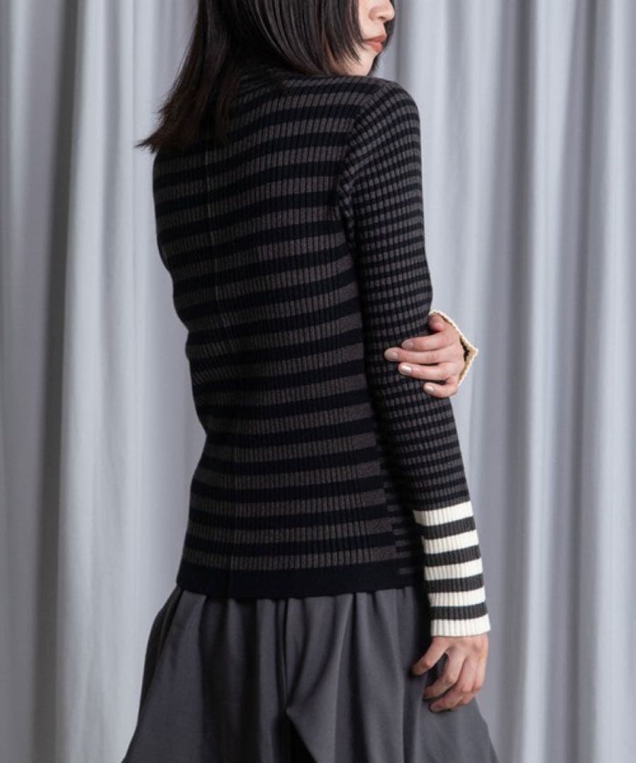 【新品・未使用】MARECHAL TERRE ボーダータートルリブニット