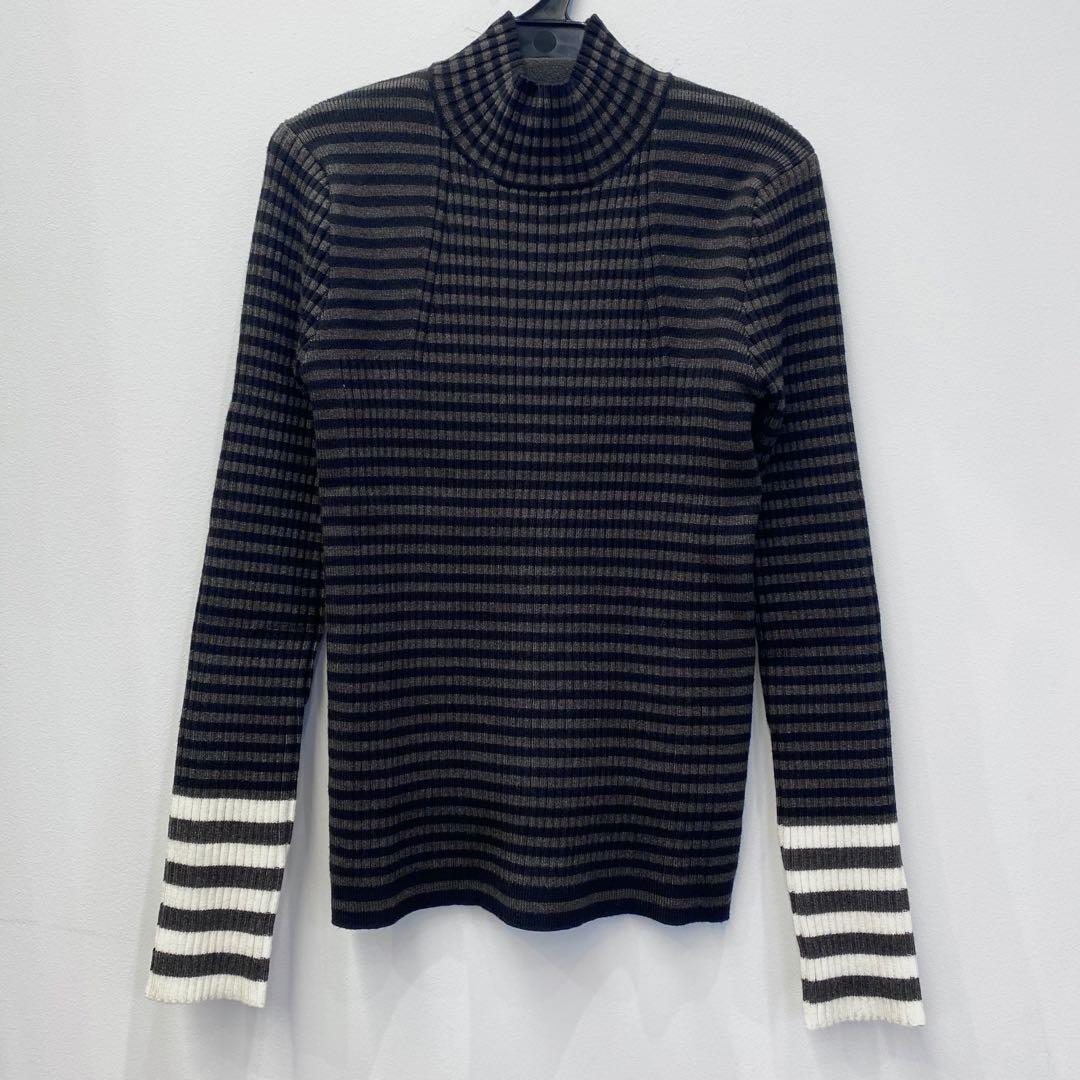 【新品・未使用】MARECHAL TERRE ボーダータートルリブニット