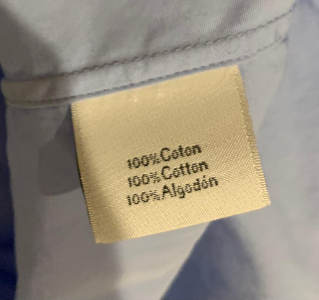 HERMES ブルー セリエボタン 長袖シャツ