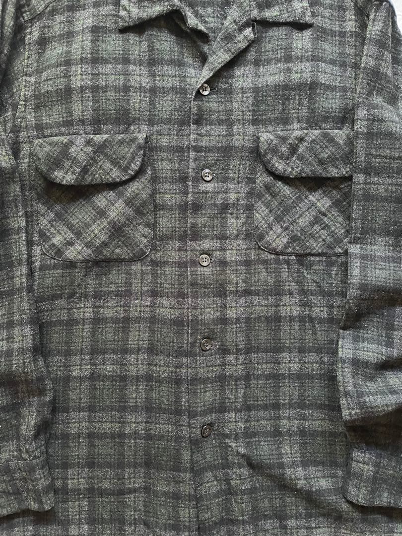 Pendleton 50s 60s オンブレチェックシャツ　ブラック×グリーン