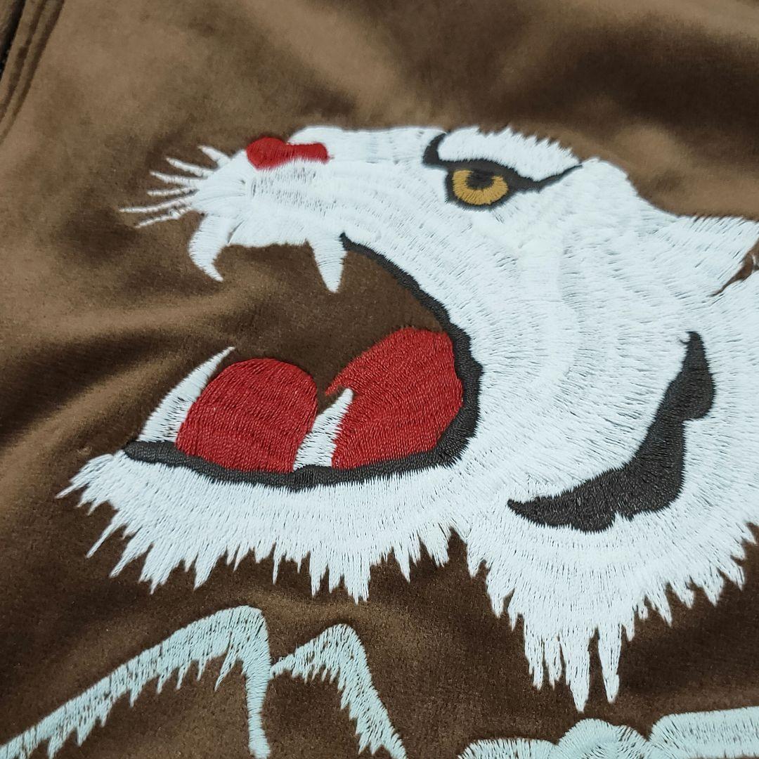 ヒューストン 別珍 スーベニアジャケット スカジャン 虎 ホワイトタイガー 刺繍