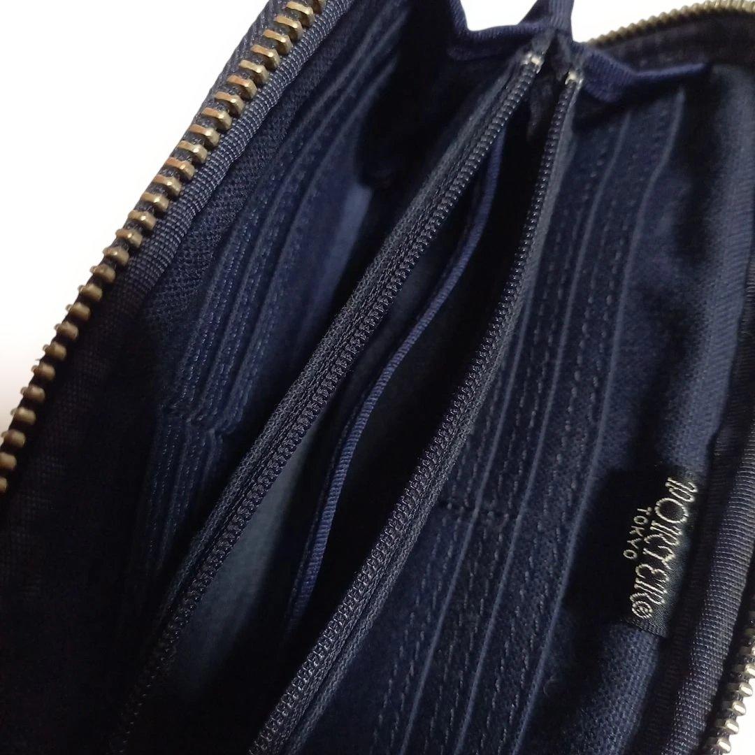 (美品) ポーター スモーキーシリーズ ロングウォレット ネイビー