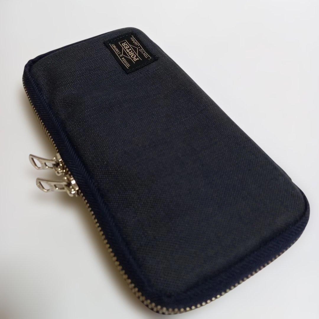 (美品) ポーター スモーキーシリーズ ロングウォレット ネイビー